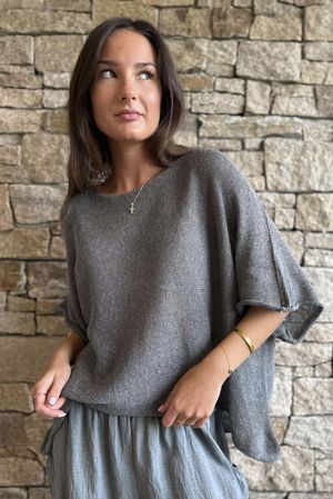 Conrad Box Cotton Knit Grey Marl